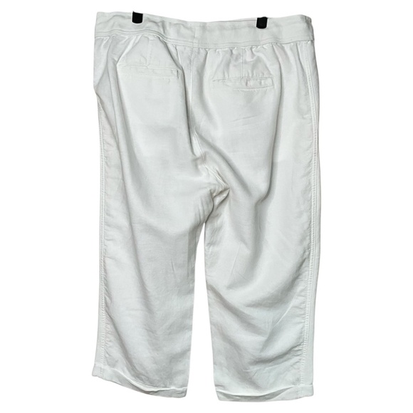 GAP Linen / Cotton Blend White Capri Length Pants Drawstring / Stretch Waist L - Picture 3 of 9